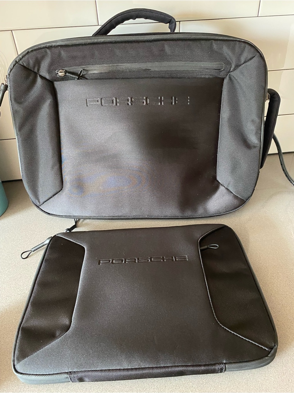Porsche Design Black Briefcase with Detachable Front Pouch - Picture 2 of 5